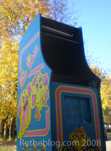 Gratuitous Finished Ms. Pac-man Photo Shot with Fall Leaves