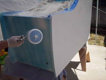 Spraying Blue on Ms. Pac-man Cab Photo 4