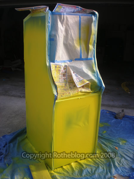 Final pass of sprayed yellow paint - Angle 1