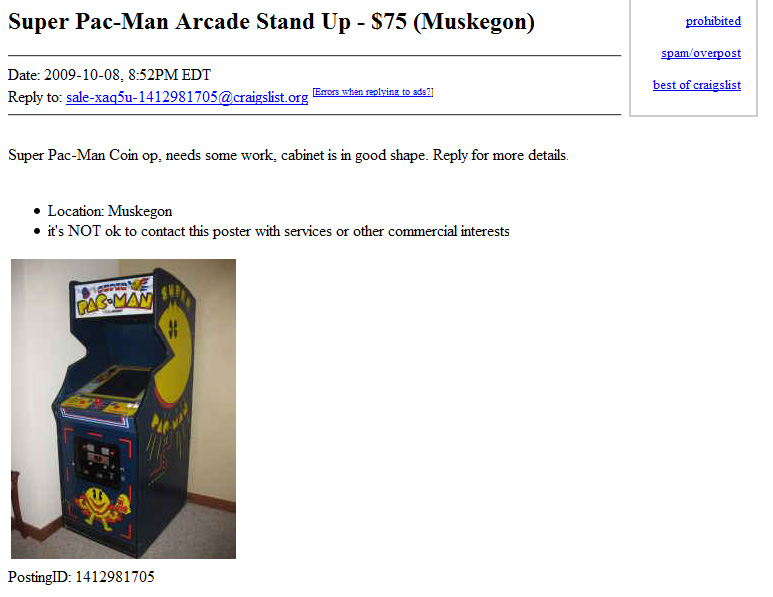 Super Pac-man $75 Muskegon Michigan Craigslist | Rotheblog ...