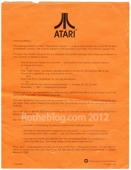 Atari World Championships - Letter