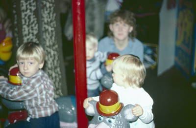 Jeff Rothe in Chuck E. Cheese with Ms. Pac-man and Bosconian