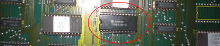 Dig Dug PCB RAM labeled JAPAN 2E1 HM6116P-3