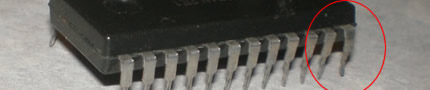Dig Dug PCB RAM with bent 