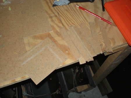 Cut pieces of wood for housing
