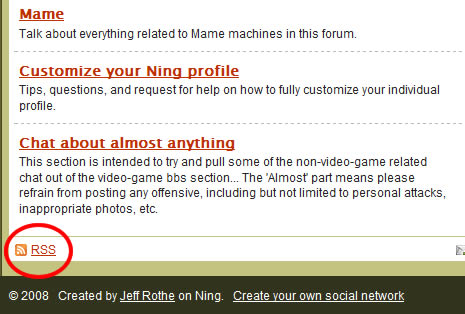 Screenshot from the Ning forums