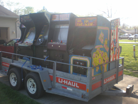 Arcade games loaded in the uHaul