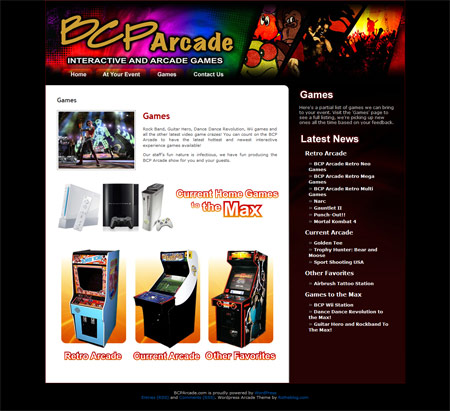 BCPArcade.com Games Page Screenshot
