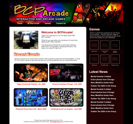 BCPArcade.com Homepage Screenshot