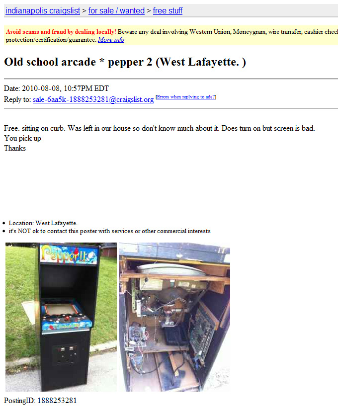 Pepper II Arcade Game Indianapolis Craigslist | Rotheblog ...