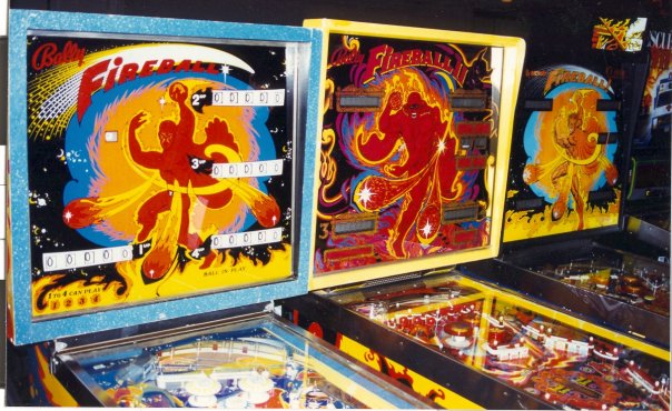 Different Versions of the Fireball Pinball Backglass